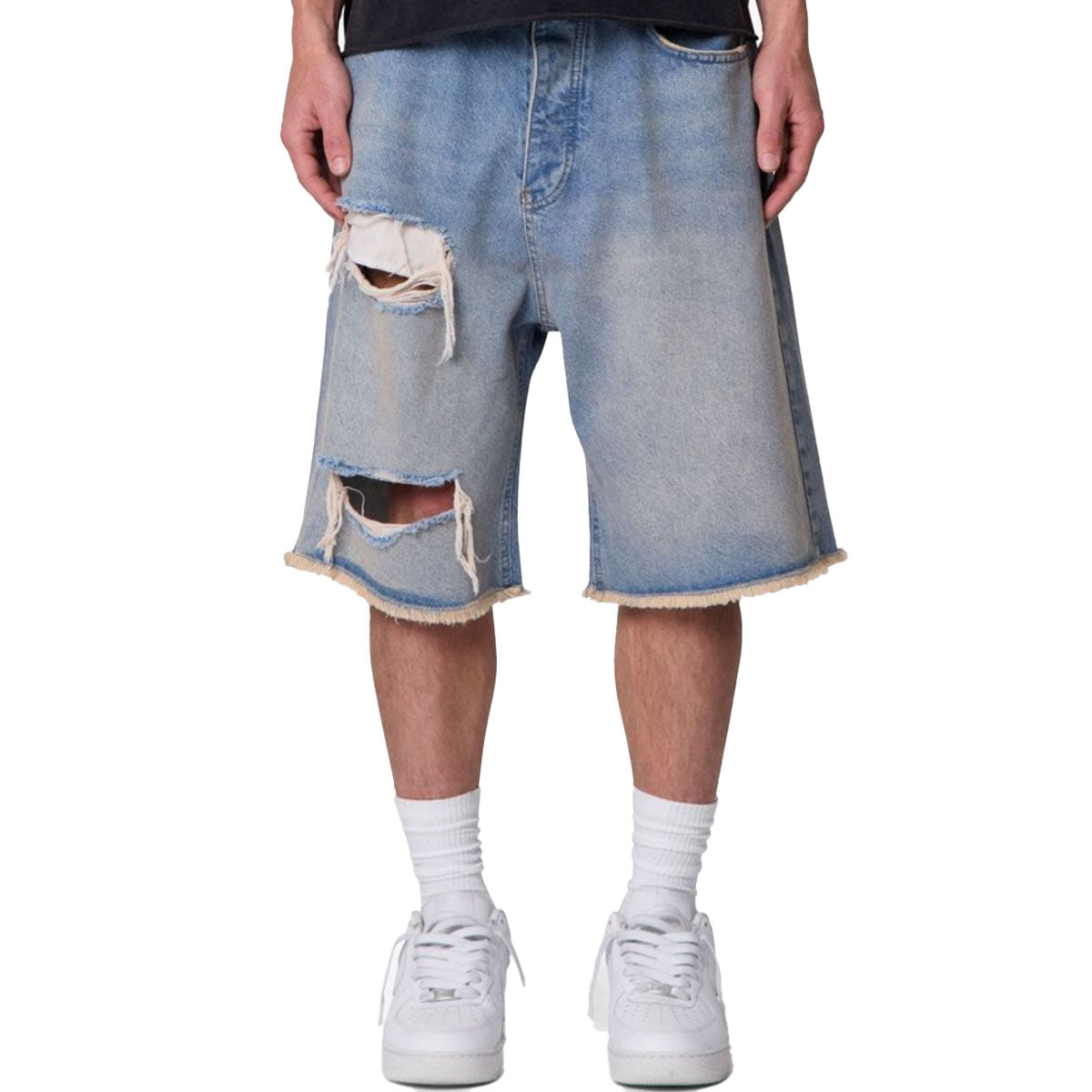 Baggy Distressed Denim Shorts | Lt. Blue