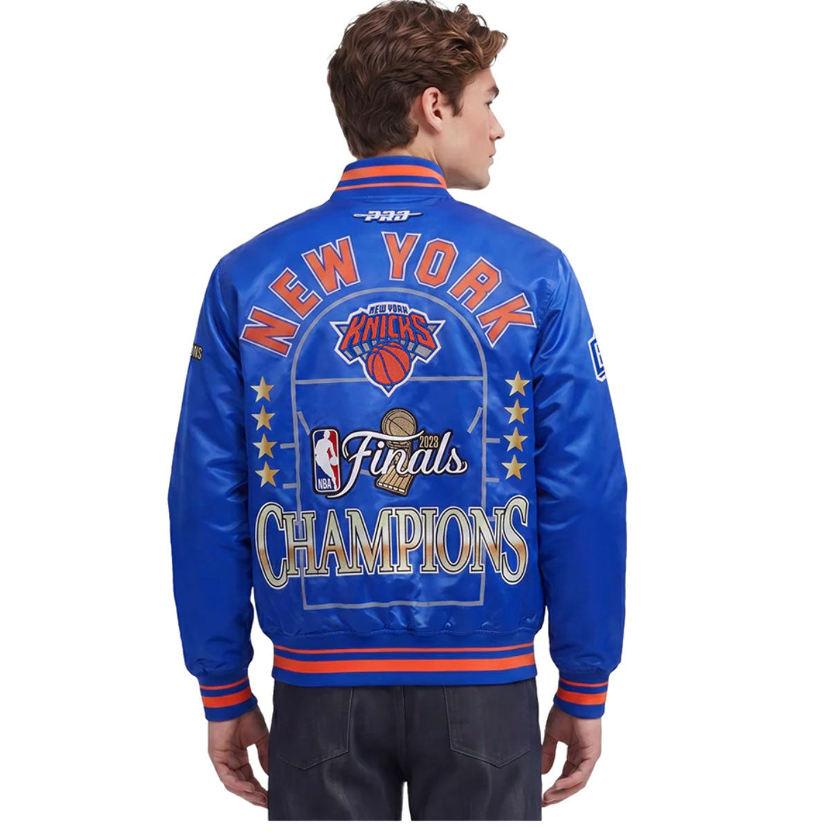 New York Knicks 2026 NBA Championship Satin Jacket | Royal Blue/Orange